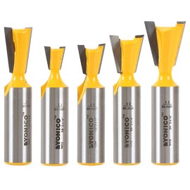 YONICO Dovetail Router Bit Set 5 Bit 1/2-Inch Shank 14520