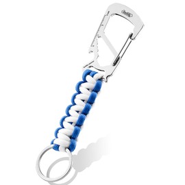 [KeyUnity] KC00 Paracord Keychain with Carabiner, Stainless Steel Carabiner with Ring, Braided 550 Paracord, Keychain Length 116mm, Lanyard Ring Hook Clip, SL9