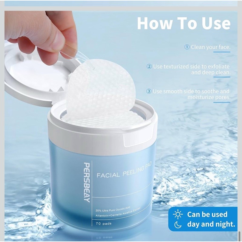 Persbeay Glycolic Acid Pads, Exfoliating Toner Pads for Facial Radiance,