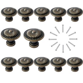 Vintage Cupboard knobs, 12 Pieces Antique Bronze Drawer Cabinet Knobs Furniture Pull Handle Kitchen Knob Retro Bronzy Hardware Doorknobs Knobs for Drawer/Door Wardrobe with 12 Screws