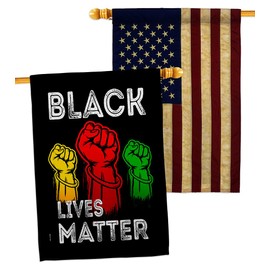 Justice for BLM Wall Decor American Flag Banner Pack Patio Lawn Garden Patriotic Outdoor Decorations Indoor Tapestry Yard Sign Black History Month BLM African Americans Heritage Made in USA