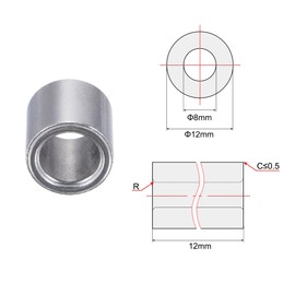 uxcell Sleeve Bearings 8mm Bore 12mm OD 12mm Length Sintered Iron Self-Lubricating Bushings 12pcs