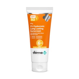 The Derma Co 1% Hyaluronic Long Lasting Sunscreen Spf 50 Pa++++ With Hyaluronic Acid & Vitamin E For Broad Spectrum Protection- 50 G, All Skin Types | Water & Sweat Resistant