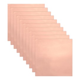 sourcing map Double-Sided Conductive Copper Foil Sheets 150 x 150 x 0.05mm High Conductivity Copper Foil Tape for Guitar Grounding, Stained Glass, Electronics, Crafts 10 Pcs