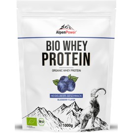 Alpenpower AlpenPower BIO WHEY Protein Heidelbeere 1 kg - 100% natürliche Zutaten & ohne Zusatzstoffe - Hochwertiges CFM Eiweiß-Pulver aus bester Bio-Alpenmilch