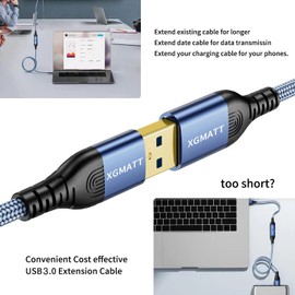 USB 3.0 Verlängerungskabel 4M, USB Typ A Mann zu Weiblich 5Gbps Daten Sync USB Verlängerungskabel kompatibel mit Drucker,Tastatur, Oculus Rift, Festplatte, PS VR, HTC Vive, Kartenleser, Kamera,Blau