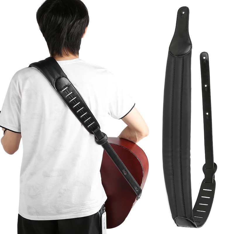 Guitar Strap Thickened Widened Adjustable PU Leather Decompression Shoulder Belt