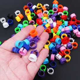 ANCLLO 200 Pcs 8mm No Numbers Bird Leg Bands Plastic Multicolored Pigeon Foot Rings Clip on Leg Rings for Chick Bantam Finch ​Pigeons Parrots Opening Identify Leg Cuff Rings -10 colors mixed