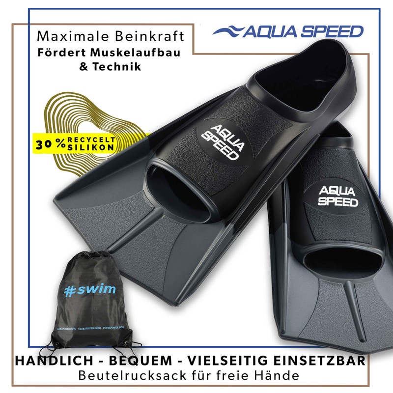 Aqua Speed Short Flippers For Adults And Children, High Tech