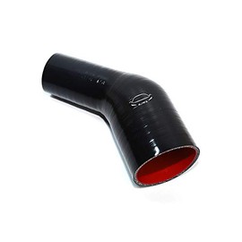 LTI Universal 57mm to 76mm 4-Ply Reinforced High Performance 2.25"-3" ID 45 Degree Elbow Reducer Coupler Silicone Hose (2.25"-3" BLACK)