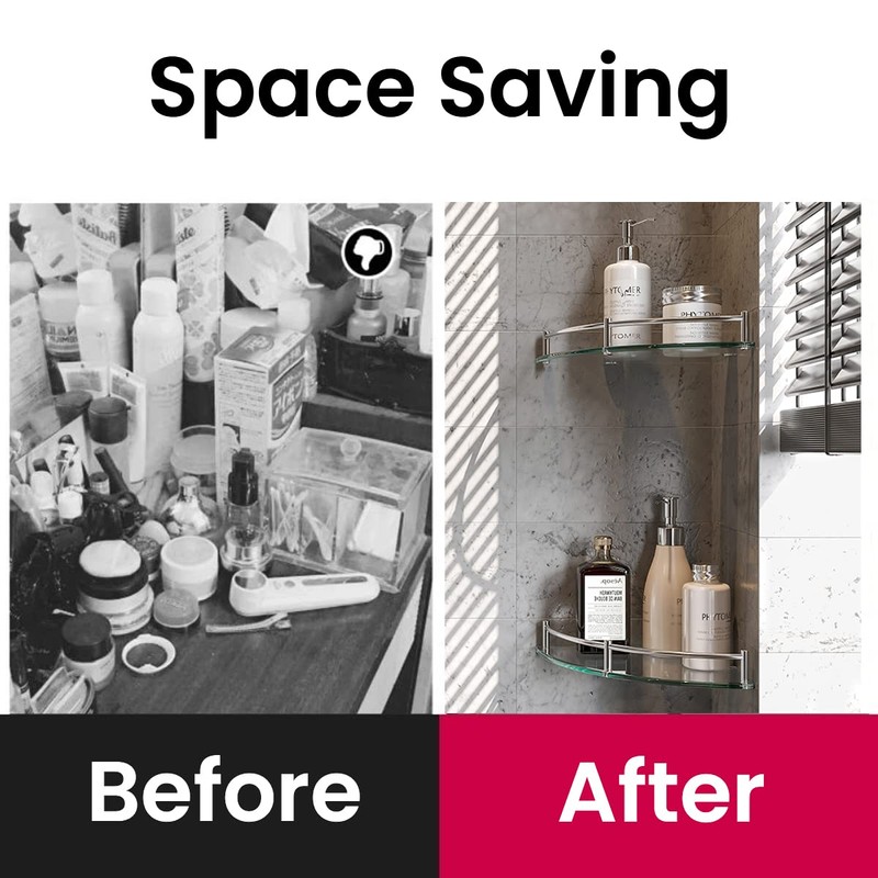 YorkHoMo Glass Corner Shelves Tempered Bathroom Eestantes para Baños with