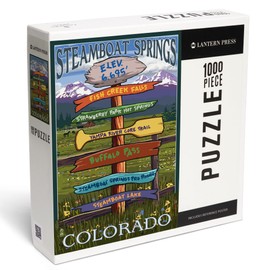 Lantern Press 1000 Piece Jigsaw Puzzle, Steamboat Springs, Colorado, Destinations Sign
