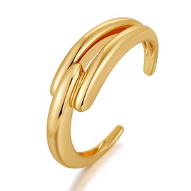 INNERDIVA Chunky Gold Bangle Bracelet for Women, Open Cuff Arm Jewelry Gifts Bracelet with Unique Pliers Design