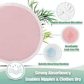 ZONEY Reusable Breast Pads, 12Pcs Bamboo Nursing Pads with Wet and Laundry Bag Floral Nipple Pads Breastfeeding, Nursing Pad Absorbent Pads for Breastfeeding Maternity (Pure)