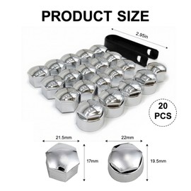 XIELBIS 20 Pcs 17mm Wheel Nut Covers with Removal Tool - Bolt Caps Hub Screw Cover including 16 Standard Ones 4 Locking Ones,And Removal Tool, Universal Fit for Most Car Models(Silver)