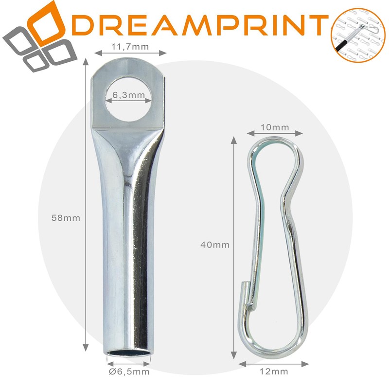 Dreamprint 10 x Rope End Closure with Simplex Hook Galvanised