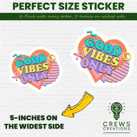 2-Pack 5-Inch Good Vibes Only Stickers - Inspirational Quote Stickers - Positive Message Stickers for Laptops - Water Bottles - Notebooks - Car Bumpers - - CCSTICKER13902