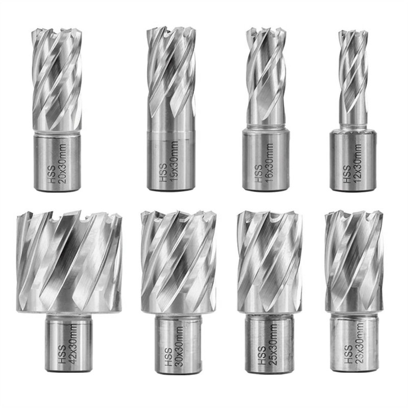 Shank HSS Annular Drill Bit 12-42x30mm TiN Coated Hollow Drill