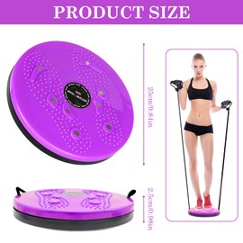 Waist Whisper Waist Twisting Disc, Waist Wriggling Plate with Resistance Bands and Foot Massage, Balance Board Twister Exercise, Waist Sculptor Machine for Exercise and Toning Workout (violet)