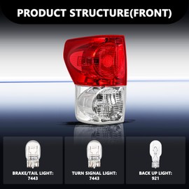 Aosky Tail Light Assembly Compatible with 2007-2013 Toyota Tundra Halogen Taillight All Cap Types Right Passenger Side