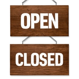 [two-face] Open Close Sign, Wooden Domestic Cedar (Dark Brown)