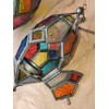 Large Moroccan Style Hanging Tea Light Lantern - Multi-Colour
