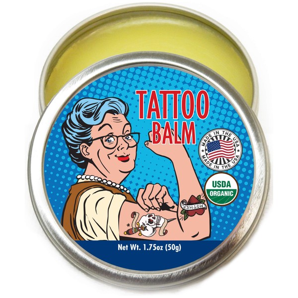 Barker Goods Organic Tattoo Balm – All Natural Tattoo Treatment Aftercare Cream - 100% Vegan Replacement for Petroleum-Based Products - Tattoo Salve that Soothes, Moisturizes, Protects, & Heals