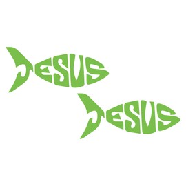 2 Pack - Jesus Fish | Car Decal Vinyl Sticker Graphics | 11 Inches Wide by 4.8 Inches Height HOM1585B.63 Lime Tree Green
