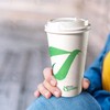 16 oz Compostable Paper Cups with White Dome Lids, Sleeves