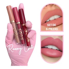 Set De 6 Labiales Tonos Matte Nude Larga Duración Waterproof                                                                                          