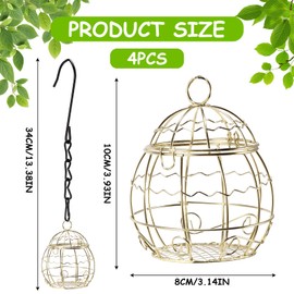 EASONGEE 4pcs Fat Ball Bird Feeders, Metal Bird Fat Ball Feeders, Hanging Bird Feeder Fat Ball Bird Holder with S-shaped Hooks for Outdoor Garden Wildlife Birds, Finch Sparrow Hummingbird Robin