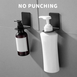 Duoleimi Soap Dispenser Holder, Black, Pack of 6, Wall Mounted Shampoo Holder, Bathroom Shelf with Soap Dispenser, Wall Mounting, No Drilling, Shower Gel Container for Gluing, for Bathrooms, Kitchens