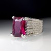 THJEW Female Big Red Square Ruby Stone Ring,Silver Large Exaggerated