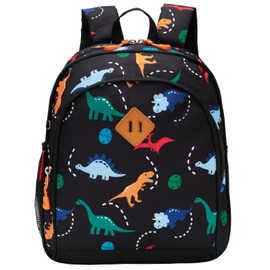 JinBeryl Toddler Backpack for Boys, 12 Inch Kids Dinosaur Backpack for Preschool or Kindergarten, Black