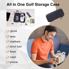 Ponsonbay Golf Glove Holder Case for Accessories with Removable Glove Shaper Portable Golfer Gifts for Men & Women Caddy Organizer Case with Storage Slots for Divot Tools, Tees & Ball Markers