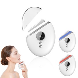 Horuili® Gesichtsmassagegerät, Gesichtsschaber, Gua Sha Elektrisch mit Vibration & Wärme, Face Lifting Gerät mit LED Blau & Rotlicht, Gesicht & Hals Massage Straffung