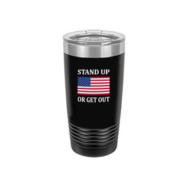Rogue River Tactical Stand Up Or Get Out USA Military Veteran Flag 20 Oz. Travel Tumbler Mug Cup w/Lid Vacuum Insulated Hot or Cold Gift Black