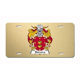 Carpe Diem Designs Herrera Coat of Arms/Herrera Family Crest License Plate - Full Size Vanity Plates for Front of Car, Wheelchair, Mailbox - Rust-Free, Thick Aluminum Plate, Made in The USA