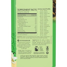 SUNWARRIOR Organic Classic Vanilla Protein, 750 GR