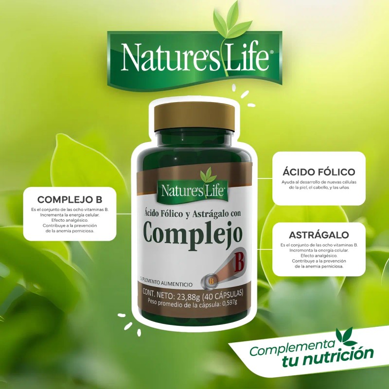 Suplemento Alimenticio Astrágalo Con Complejo B Y Ácido Fólico 40