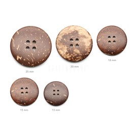 CRAFTMEMORE 4 Holes Coconut Shell Button for Linen Shirt Buttons, Arts, Crafts, Garment Sewing B89 (15mm, 12pcs)