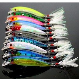 Zmart Lure Minnow 9 cm, G, 10 Set of Bass Trout Catfish Rattle