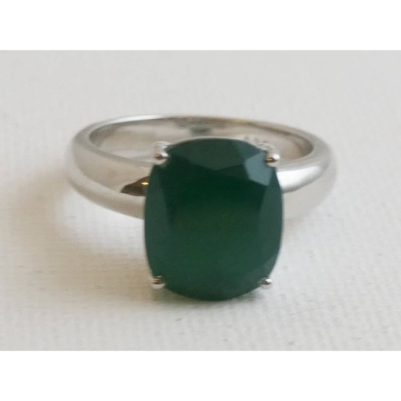 Green Onyx Sterling Silver Ring US Size 9 Diameter 19