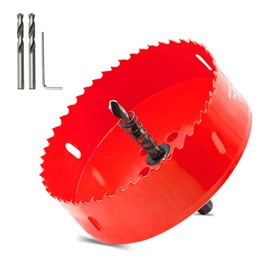 Hordion 115mm/4.5 inch Hole Saw Bi-Metal Saw Drilling Tool with Twist Drill Bit & L Hex Wrench for Cornhole Boards Wood Plasterboard Plywood Plastic