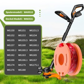 Forever Speed Trimmer Line Spool for Grass Trimmer, 1.60 mm, 3.05 m Grass Trimmer Spool Compatible with Worx Grass Trimmer, Trimmer Spool Model WA0010/WA6531 (18 Replacement Spools, 4 Caps)