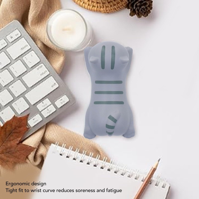 Dpofirs Mouse Wrist Rest, Ergonomic Grey Cat, Cartoonish, Polyurethane (PU)