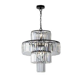 Luxury Crystal Chandelier Lighting Modern 12-Light Contemporary K9 Crystal Chandelier Suitable for Living Dining Room EntrywayShade  color: Black, Design Style: Modern, Lamp Power(W): 60, Number of Lights: 12