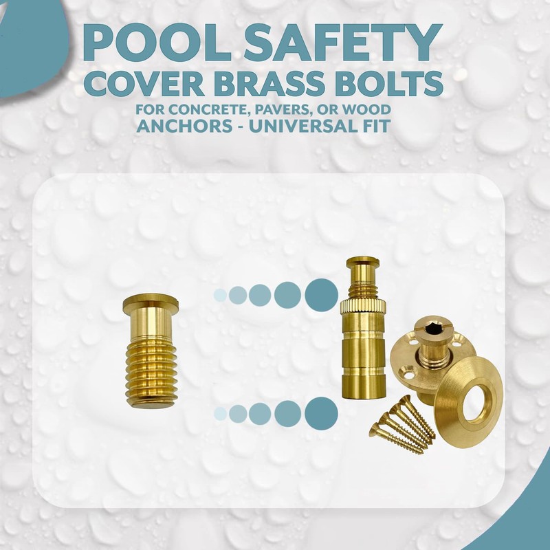 Poolzilla 5 Pack Pool Safety Cover Threaded Brass Insert Screw