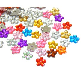1000 Pieces Acrylic Crystals Close Gemstones 8 mm Flower Shape Jewellery Gemstones with Hole Mixed Flat Resin Rhinestones for Clothing Crafts Sewing Decoration DIY Decoration