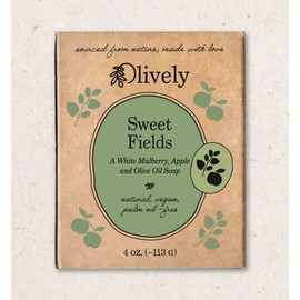 Olively Olively Sweet Fields - Simple Ingredients - Cold Process - Vegan Soap Bar, White Mulberry Apple and Olive Oil, Palm Oil-Free, 4 oz